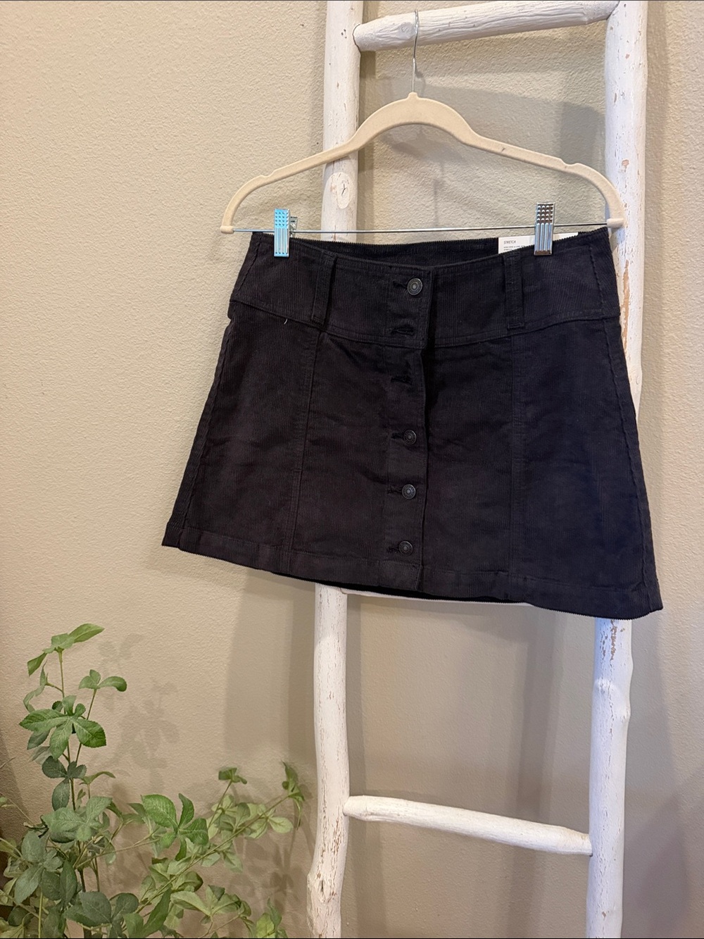 American Eagle Outfitters Black Button-Front Mini Skirt NWT